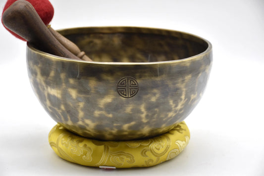 10 Inch Solar Plexus Chakra Moon Singing Bowl with mallet cushion