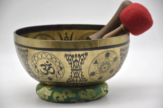 Tree of Life Tibetan Singing Bowl Set - Mandala Carved