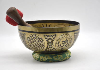 Tree of Life Tibetan Singing Bowl Set - Mandala Carved