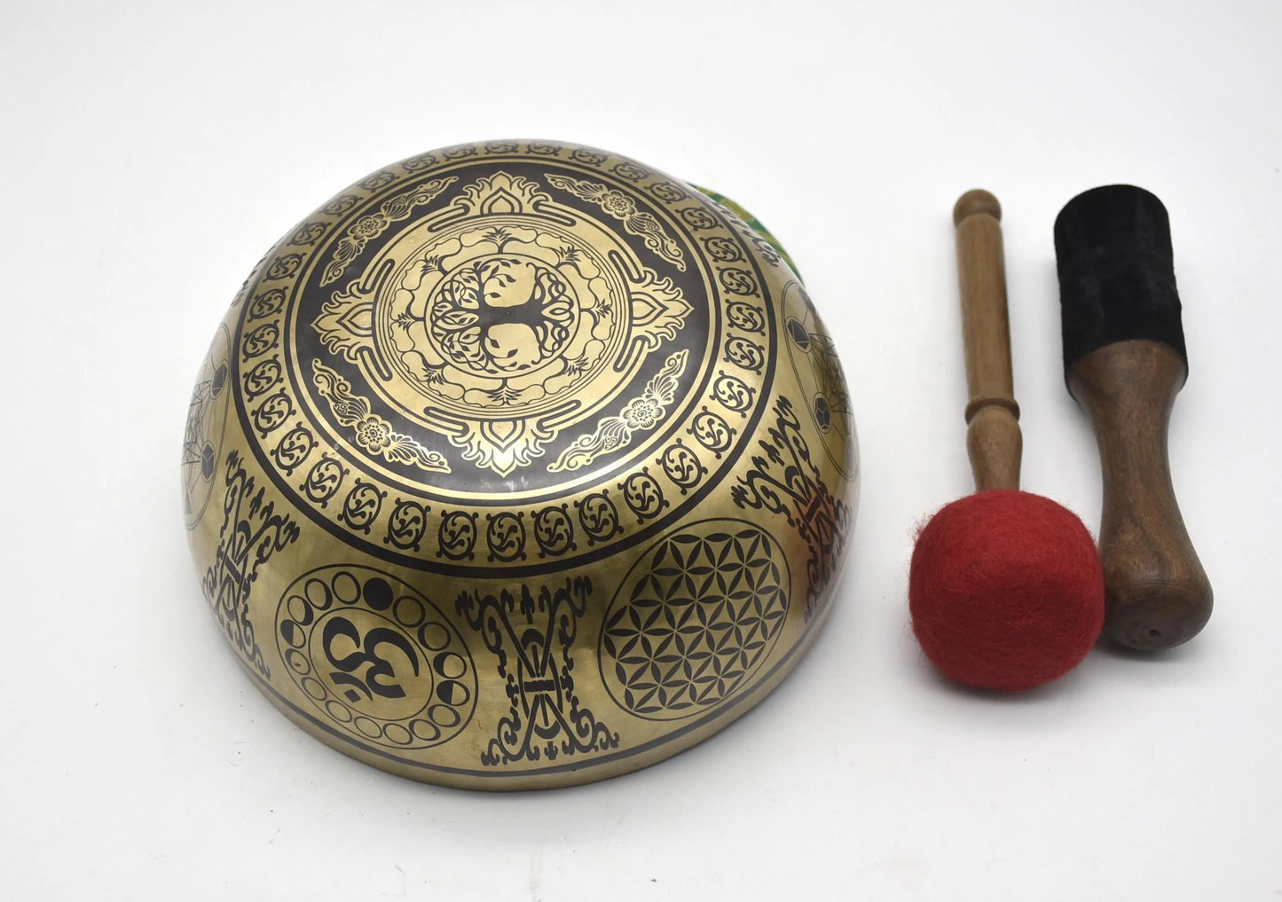 Tree of Life Tibetan Singing Bowl Set - Mandala Carved